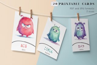japanese-emotion-flashcards-watercolor - Image 4