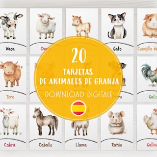 tarjetas-animales-granja-espanol-o - Image 1