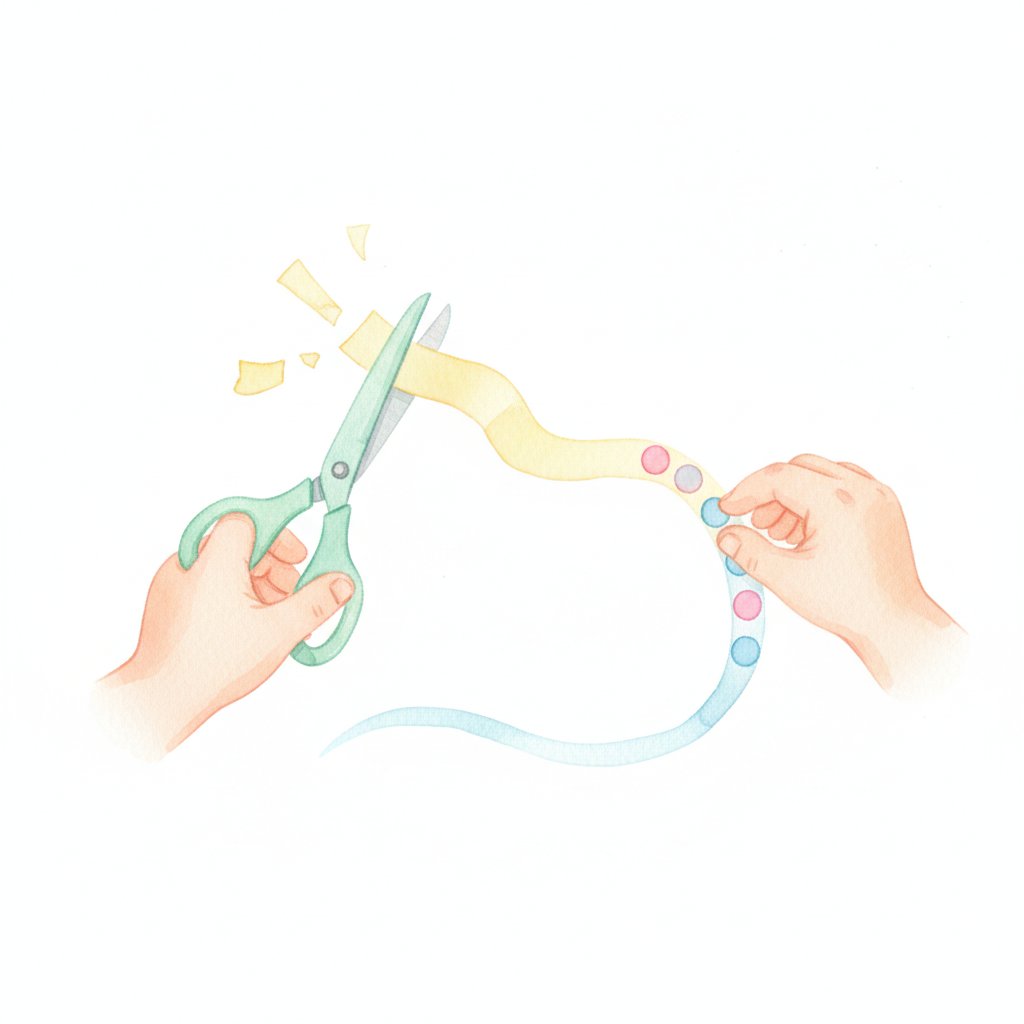Child cutting paper and placing stickers for fine motor practice