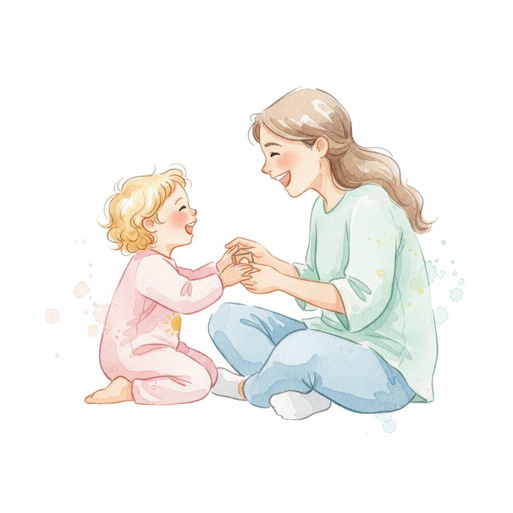 A parent and toddler engaged in joyful face-to-face play