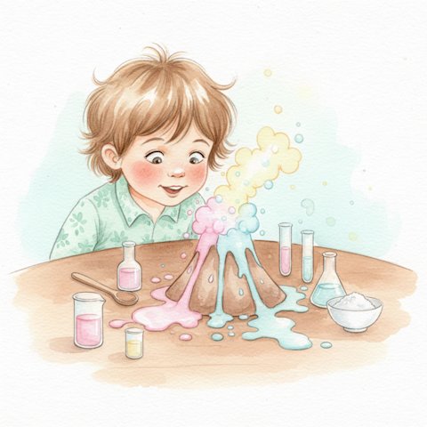 Child doing a fizzing volcano science experiment
