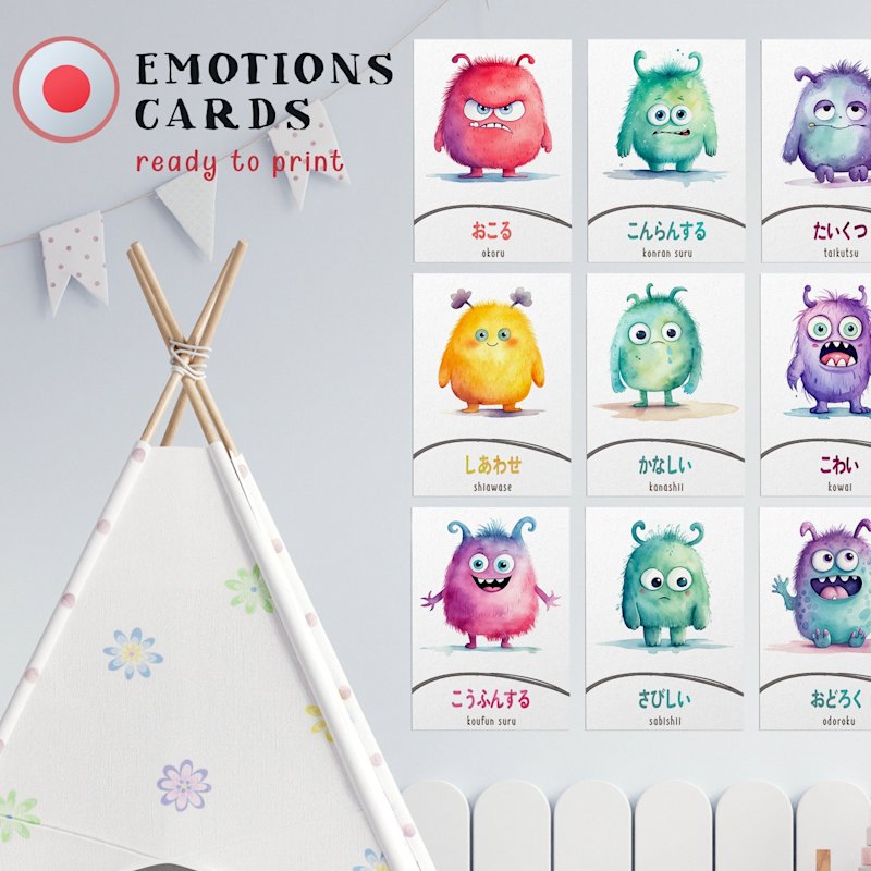japanese-emotion-flashcards-watercolor - Image 1
