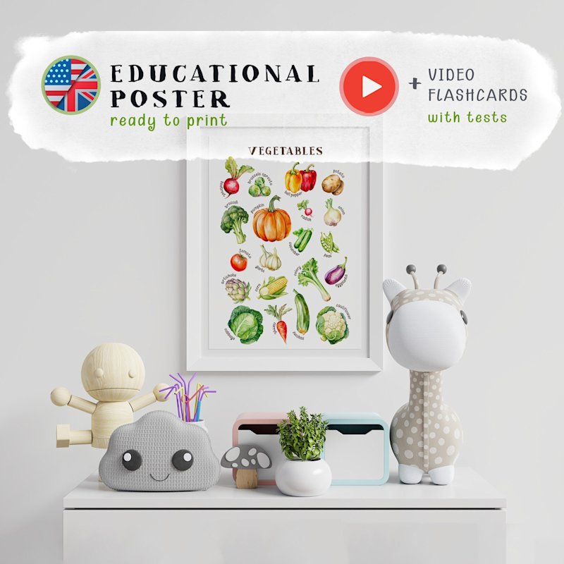 vegetables-poster-kids-watercolor - Image 1