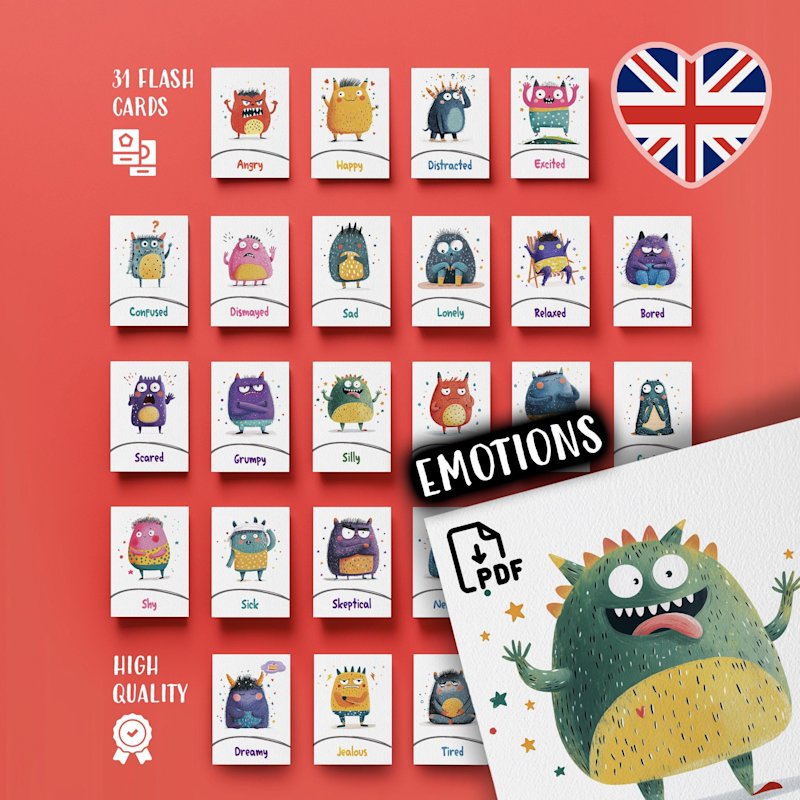 emotions-flashcards-for-kids-monster - Image 1