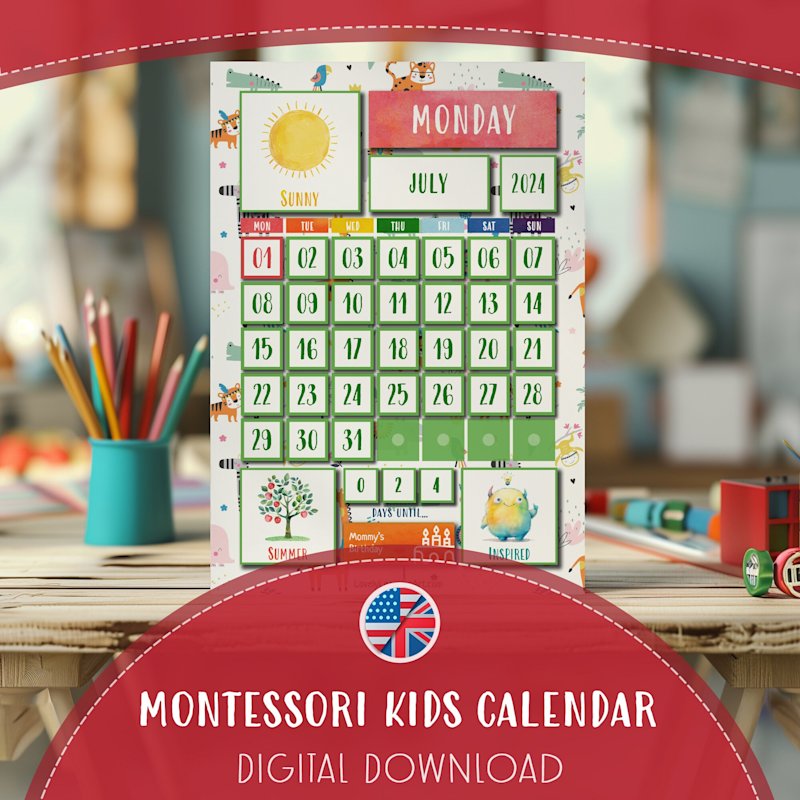 interactive-kids-calendar-montessori - Image 1