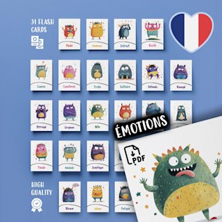 french-monster-emotion-flashcards-sel - Image 1
