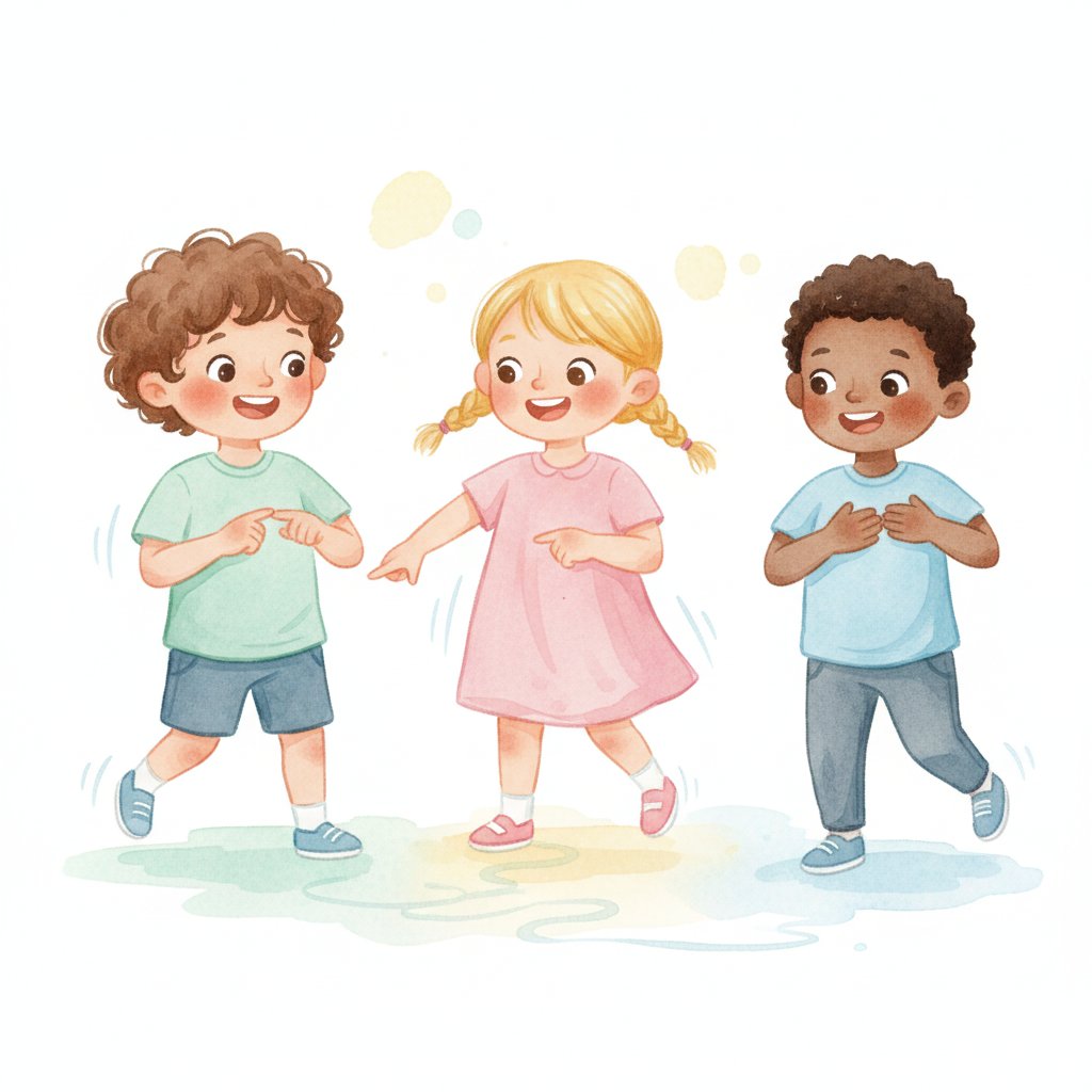 Children feeling their heartbeat on their wrists after running in place