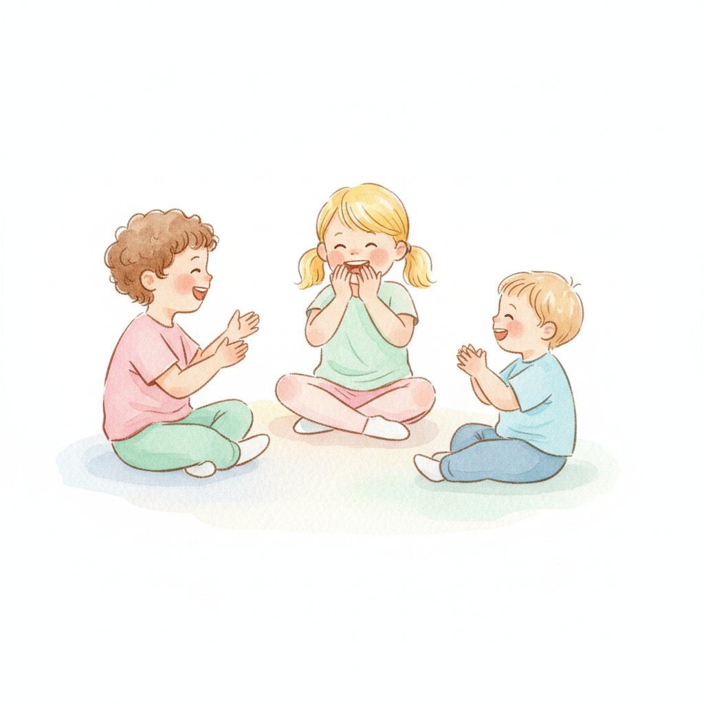 Children sitting together talking and laughing