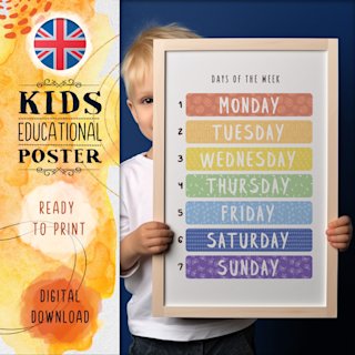 days-of-the-week-poster-watercolor-kids - Image 1