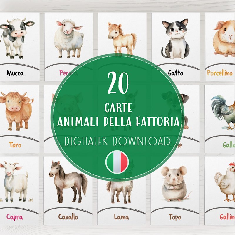 animali-fattoria-flashcards-italiano - Image 1