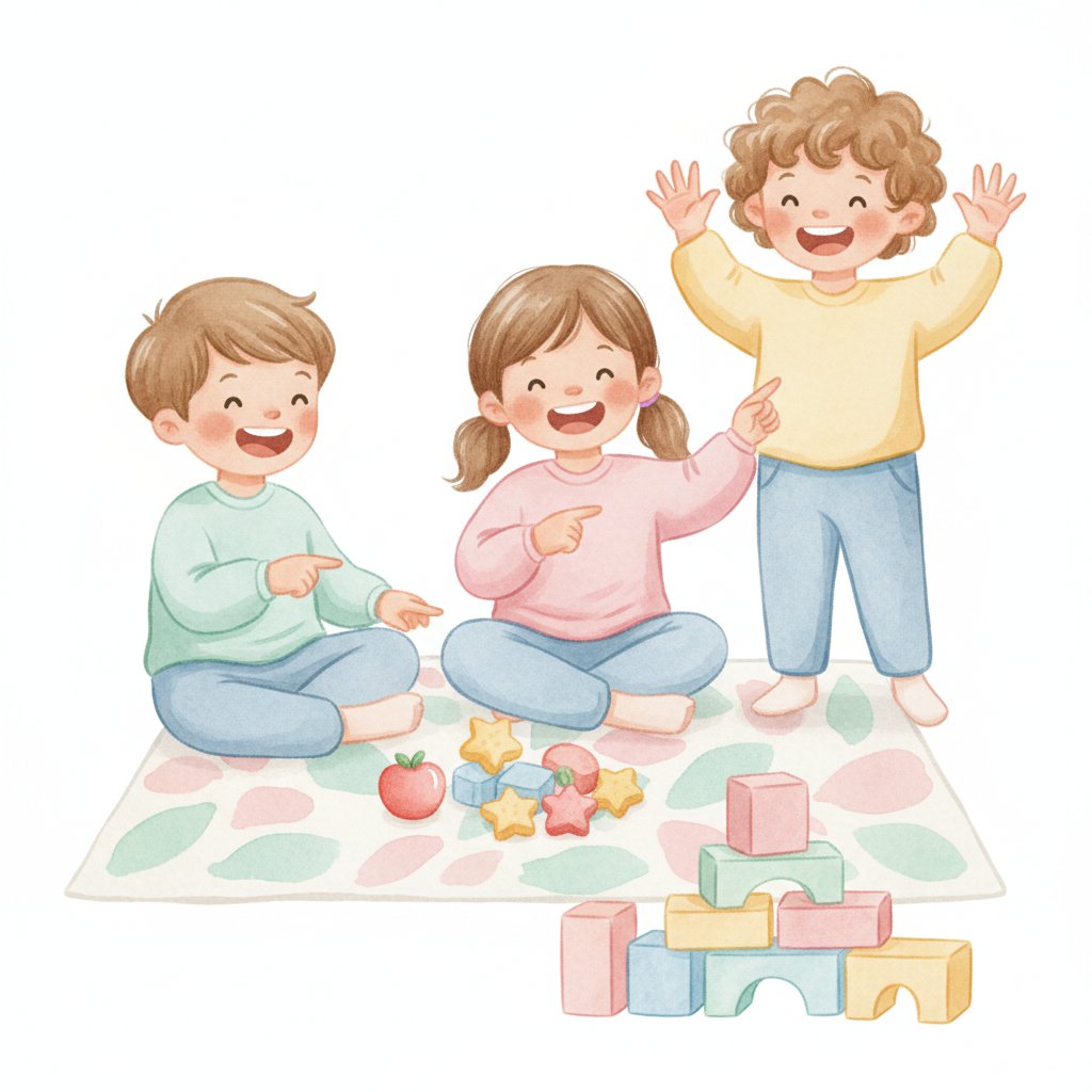 Children counting everyday objects like blocks and snacks together