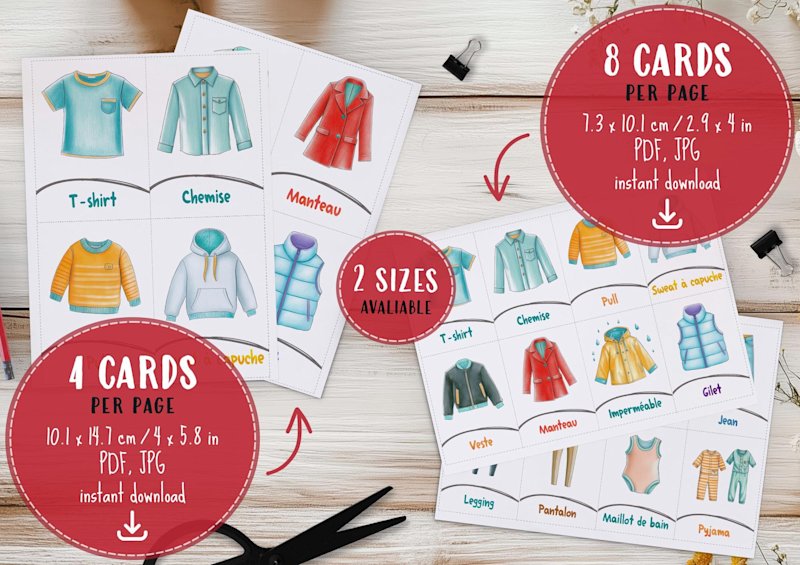 30-cartes-vetements-enfants-francais-o - Image 2