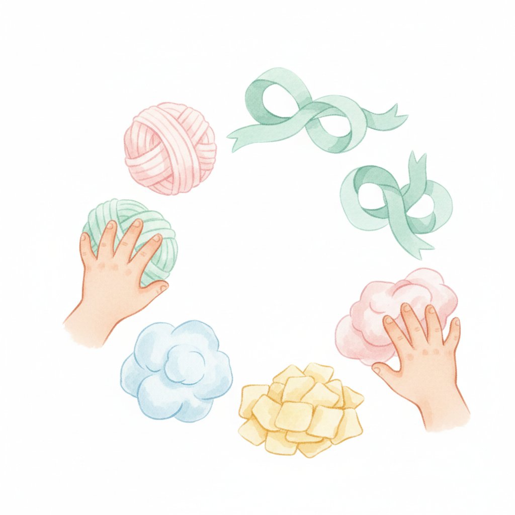 A child exploring colorful sensory materials with their fingers