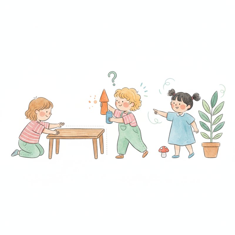 Cheerful preschoolers measuring and comparing the sizes of objects