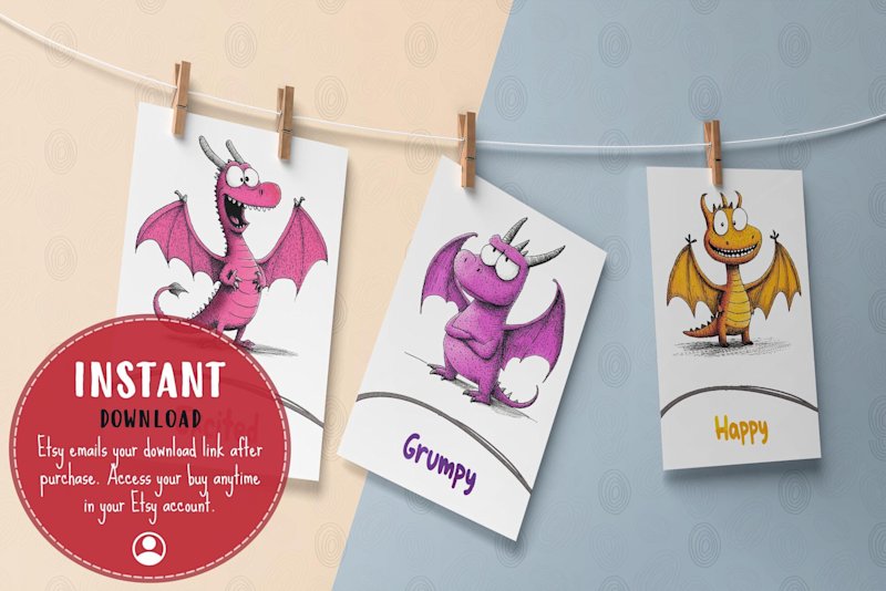 dragon-emotions-flashcards-kids-english - Image 5