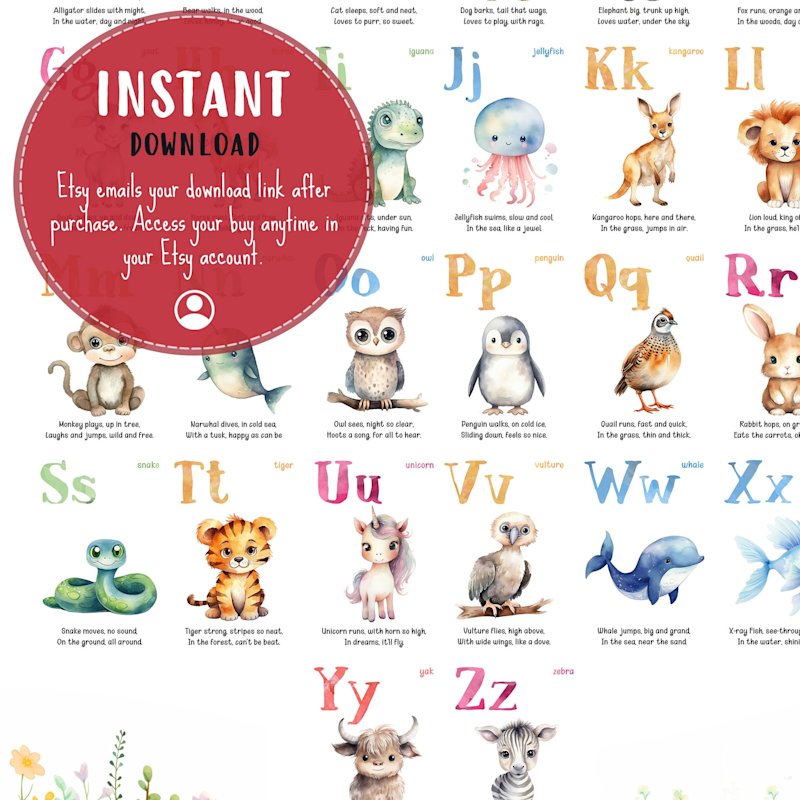 english-alphabet-poster-animals-rhymes - Image 5