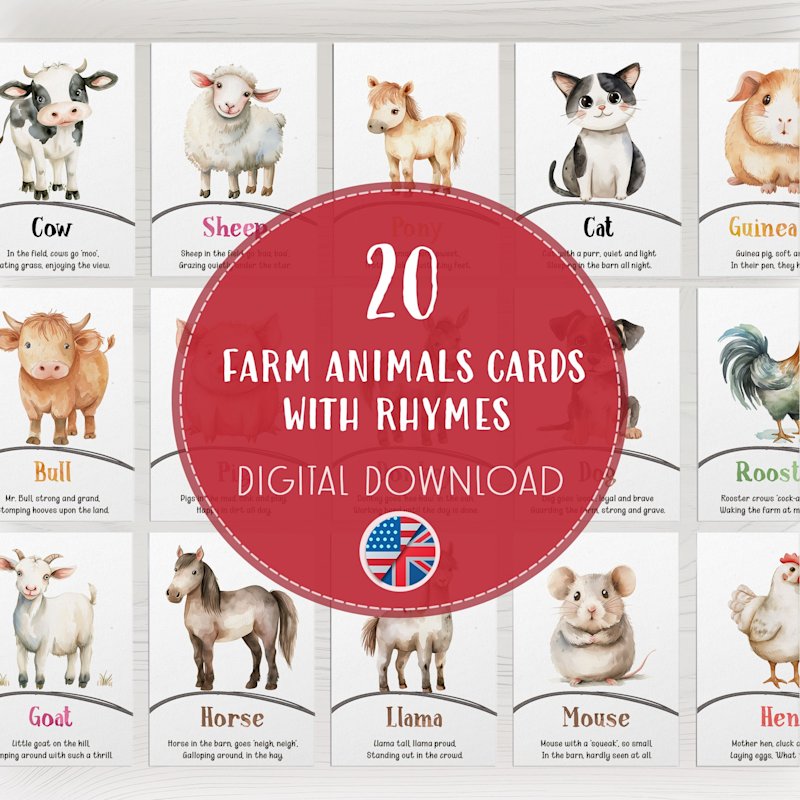 farm-animals-flashcards-kids-printable - Image 1