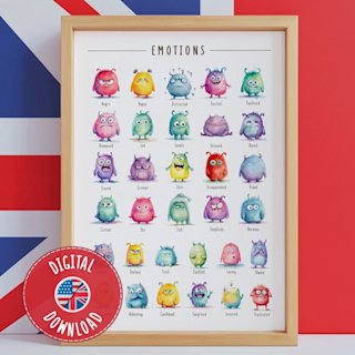 emotions-chart-poster-watercolor - Image 1