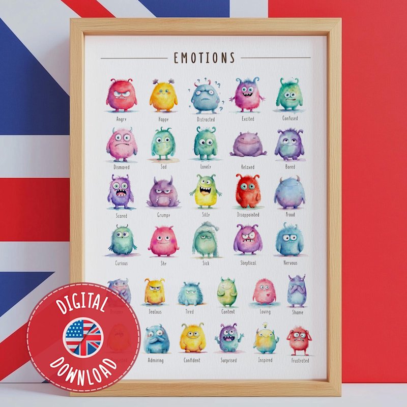 emotions-chart-poster-watercolor - Image 1