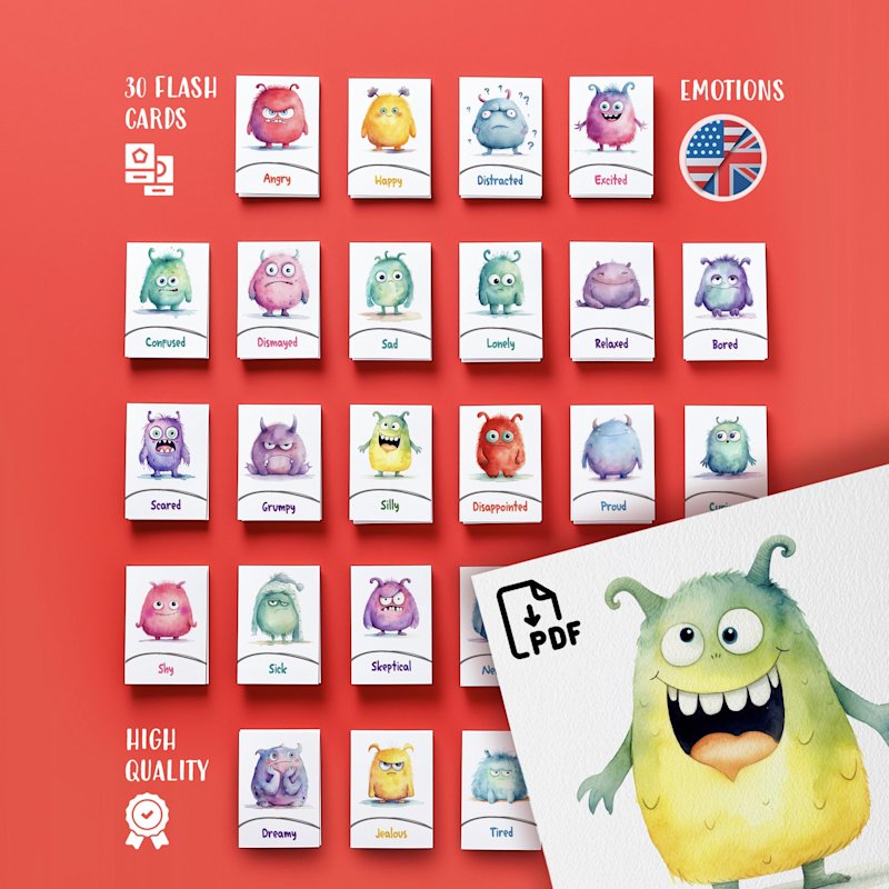 monster-emotions-flashcards-for-kids - Image 1
