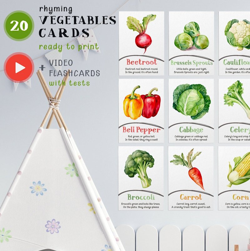vegetable-flashcards-kids-rhymes - Image 1
