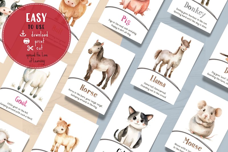 farm-animals-flashcards-kids-printable - Image 2