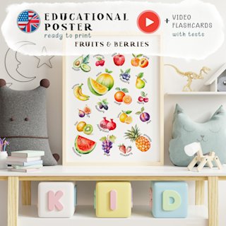 fruits-poster-kids-watercolor - Image 1