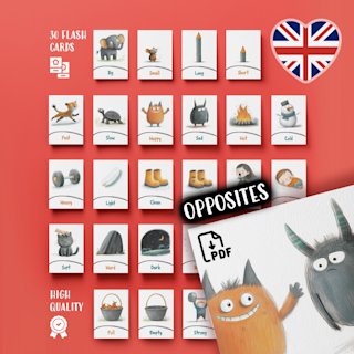 opposites-flashcards-kids-adjectives - Image 1