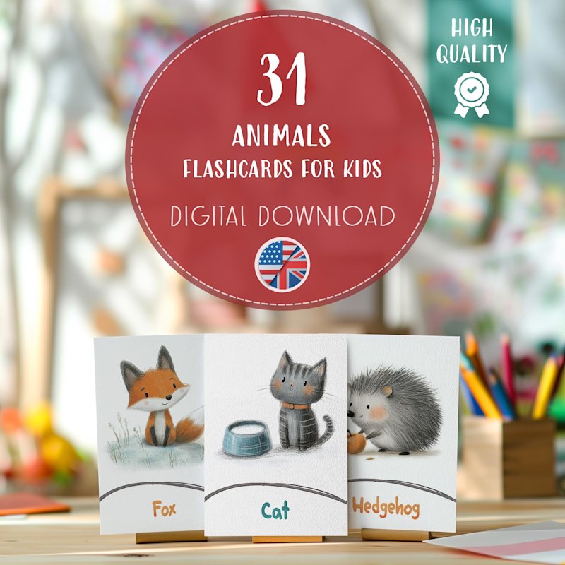 animal-flashcards-for-kids-cute-learning - Image 1