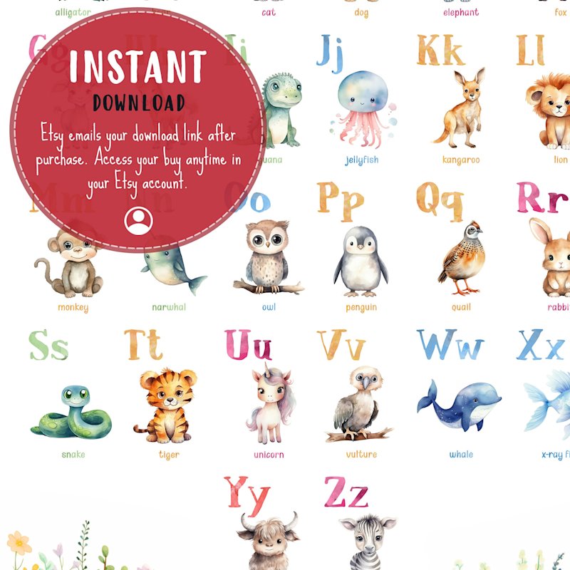 animal-alphabet-poster-kids-watercolor - Image 6