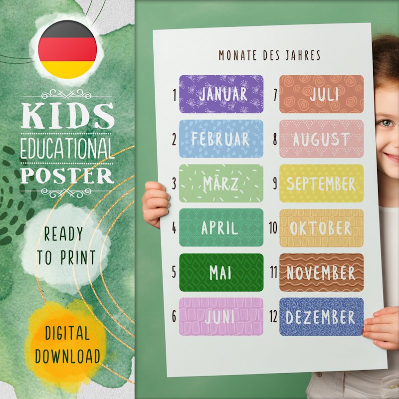 monate-poster-kinder-deutsch-german - Image 1