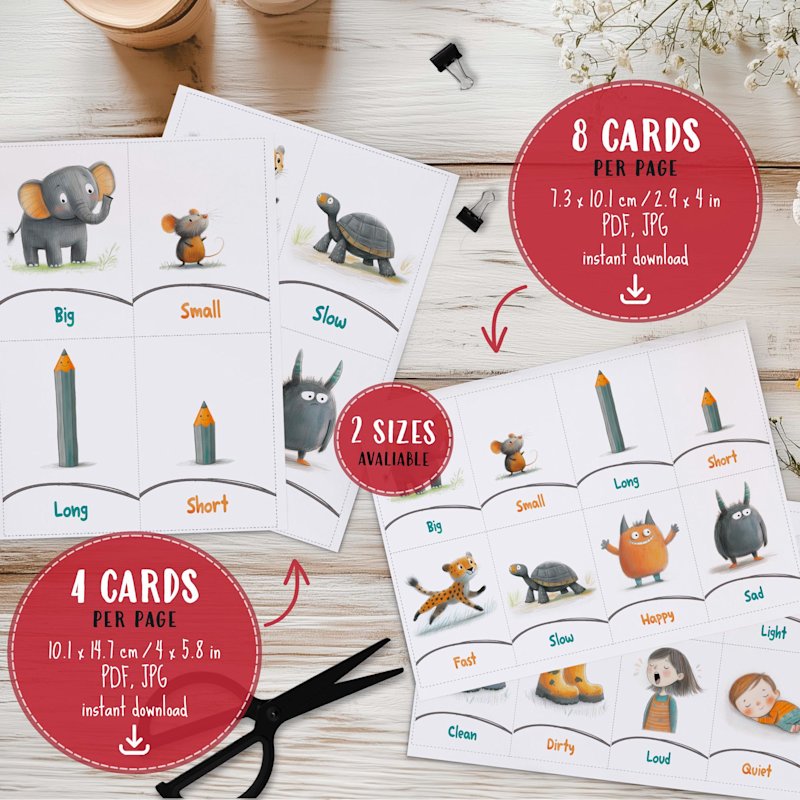 opposites-flashcards-kids-adjectives - Image 2