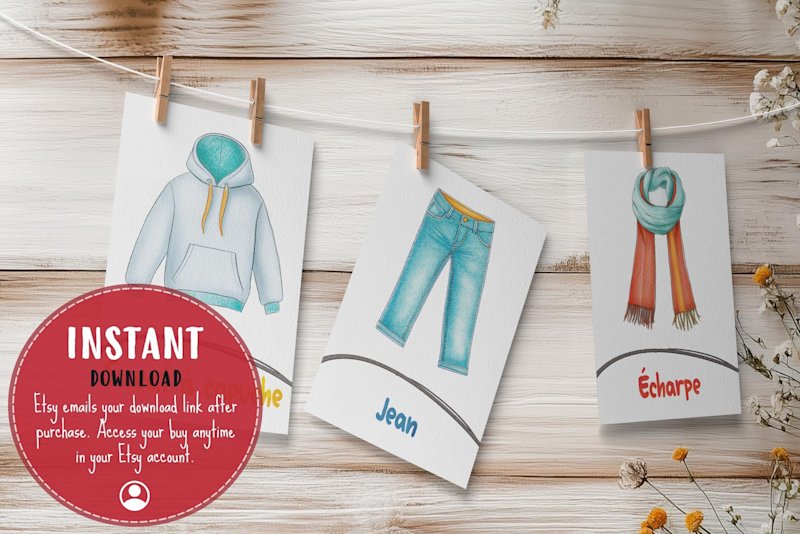 30-cartes-vetements-enfants-francais-o - Image 3