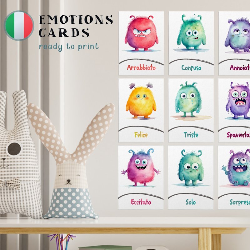 flashcard-emozioni-italiano-mostri - Image 1