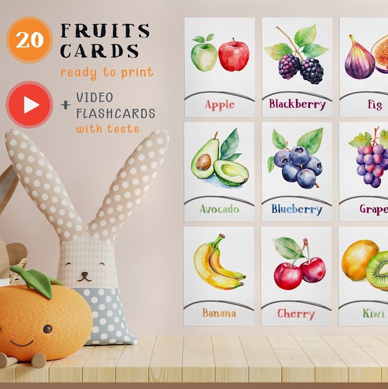 fruits-flashcards-kids-printable - Image 1