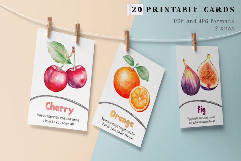 fruits-flashcards-rhymes-kids-printable - Image 2
