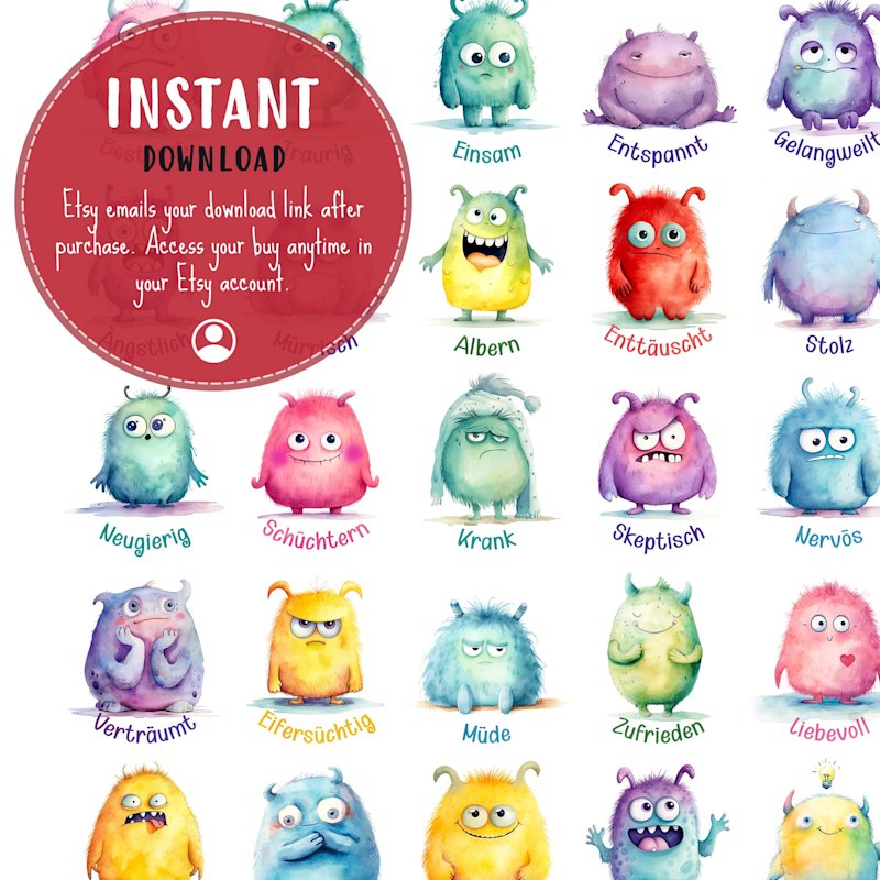 german-emotions-monster-poster-preschool - Image 2