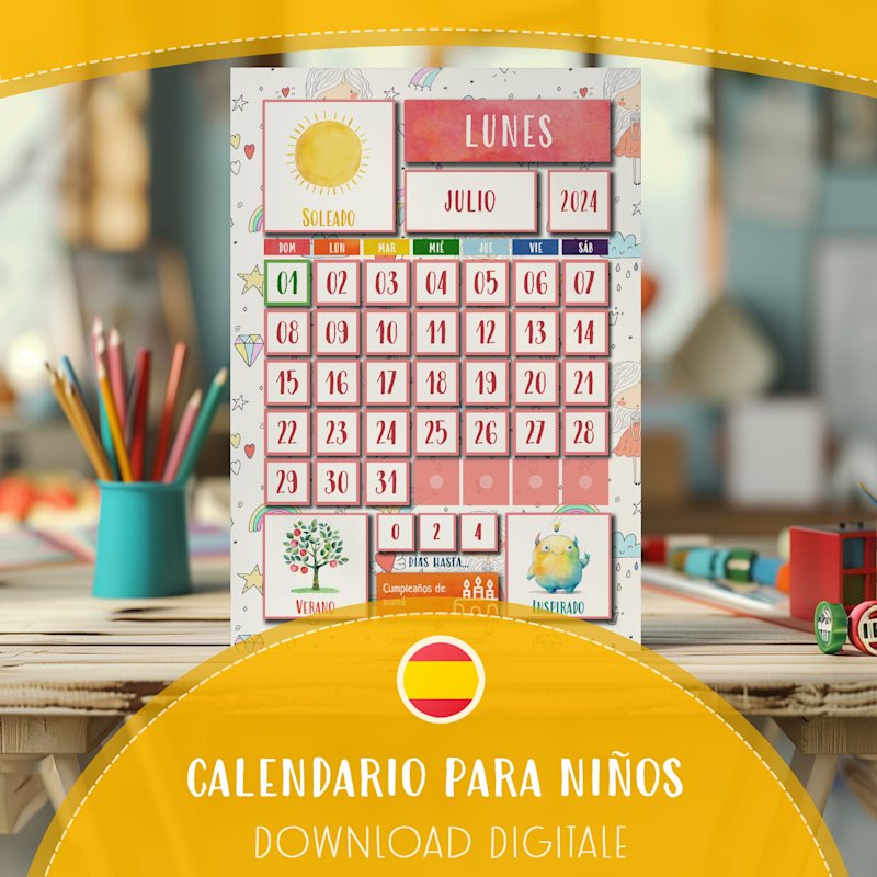 calendario-espanol-ninos-planificador - Image 1