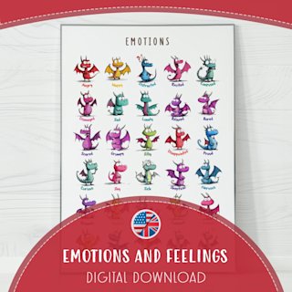 dragon-emotions-poster-kids-printable - Image 1