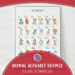english-alphabet-poster-animals-rhymes - Image 1