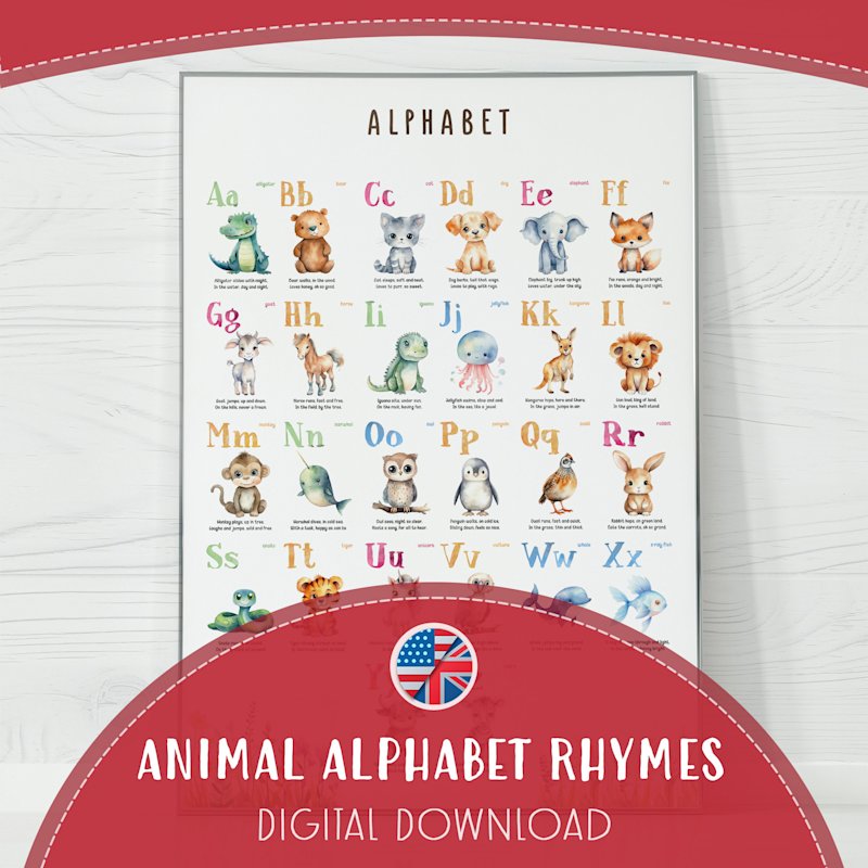 english-alphabet-poster-animals-rhymes - Image 1