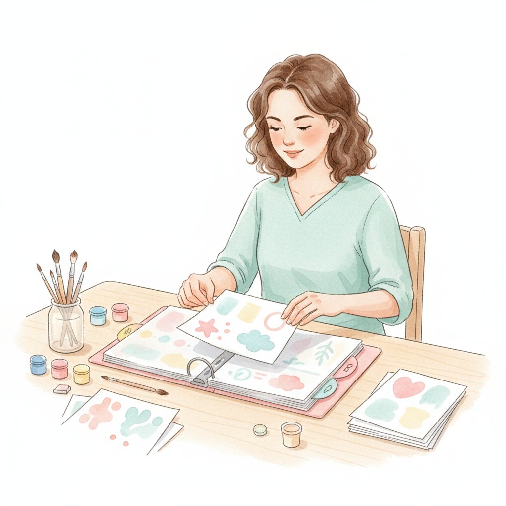 a teacher assembling a colorful tabbed organization binder