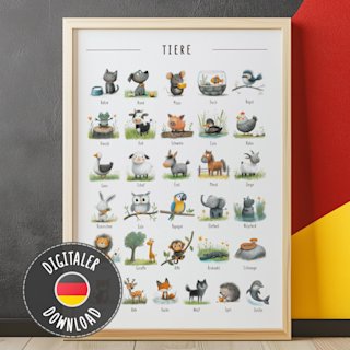 tiere-poster-kinder-deutsch-farm-wild - Image 1