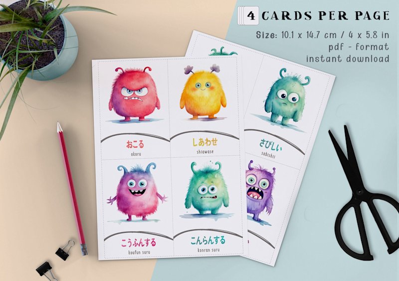japanese-emotion-flashcards-watercolor - Image 3