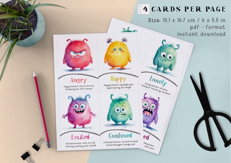 monster-emotion-flashcards-kids-learning - Image 3