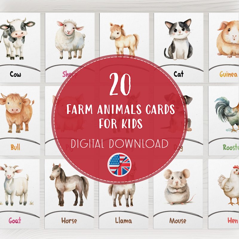 farm-animals-flashcards-kids-montessori - Image 1