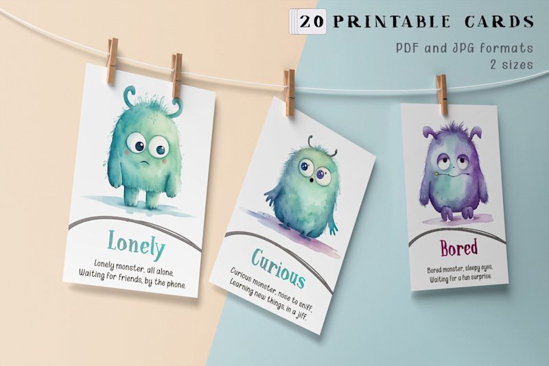monster-emotion-flashcards-kids-learning - Image 2