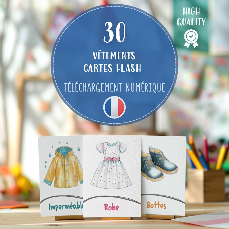 30-cartes-vetements-enfants-francais-o - Image 1