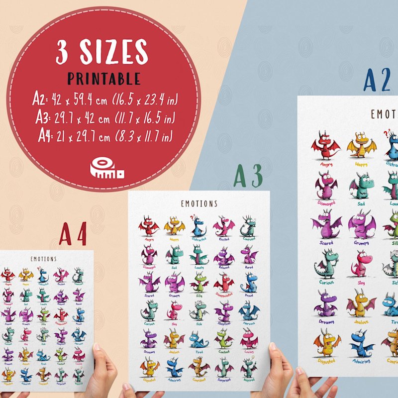 dragon-emotions-poster-kids-printable - Image 2