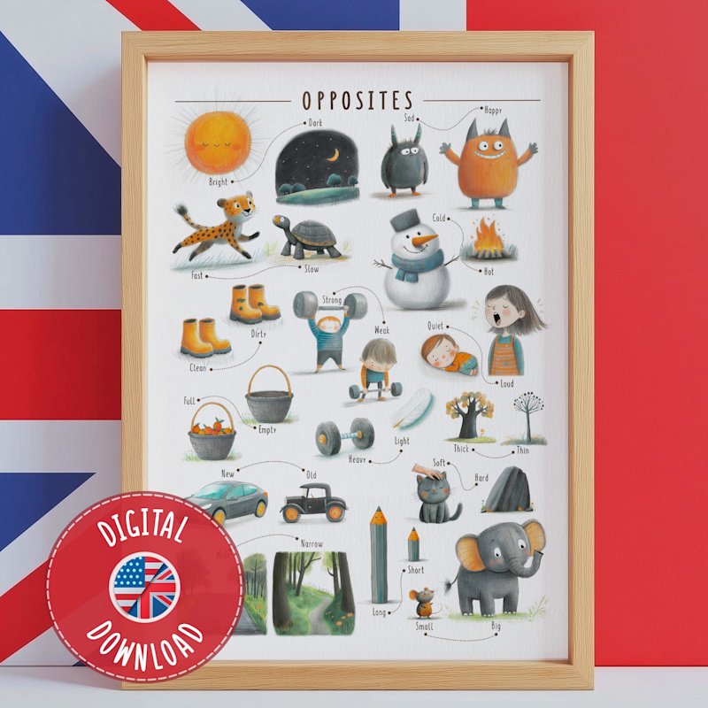 opposites-poster-kids-adjectives - Image 1
